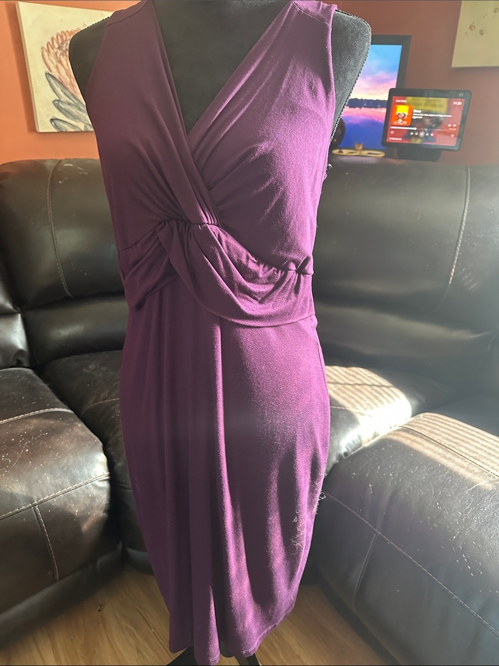 Gilli Sleeveless V-Neck Plum Dress